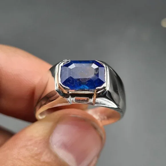 Mens Sapphire Ring Natural Royal Blue Ceylon Sri lanka sapphire Rings handmade
